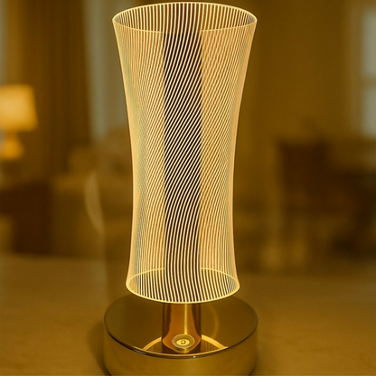 3D Illusion LED Vase Shape Decorative Table Lamp with Touch Control and Warm White & Golden Glow – Modern Acrylic Night Light for Bedroom, Living Room, Office & Home Décor Gift